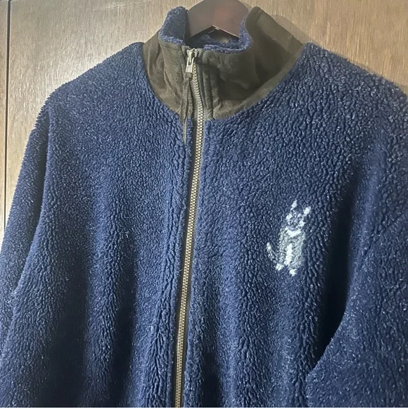 Vintage Marc Tetro Canada Tag Huskies Navy Fleece Wool Jacket Size XL - Picture 4 of 11